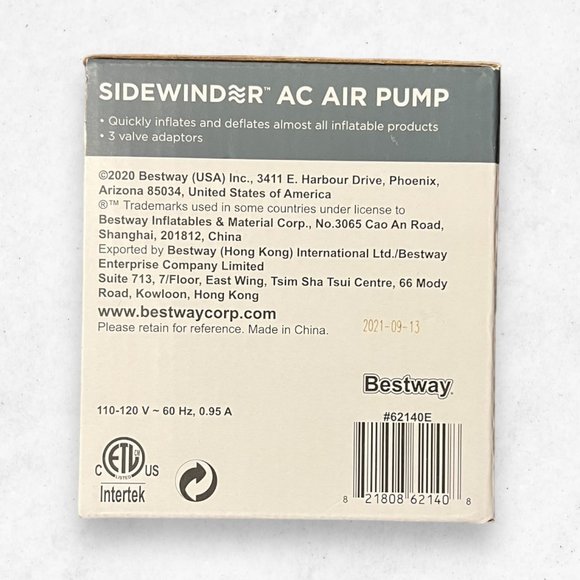 Bestway Sidewinder‎ 110-120V Air Pump Inflation And Deflation Camping 3 Adaptors - Picture 4 of 5
